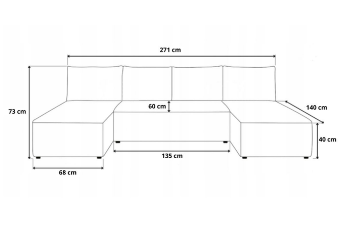 Narożnik DOMINO U FIT GŁADKI z funkcją spania, rogówka do salonu różowy