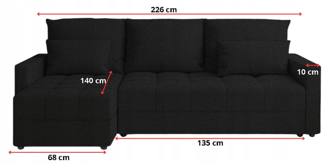 Narożnik DOMINO L pojemnik na pościel rogówka rozkładany z funkcją spania