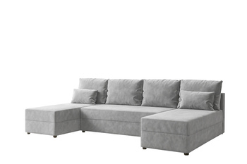 Narożnik DOMINO U FIT GŁADKI z funkcją spania, rogówka do salonu szary