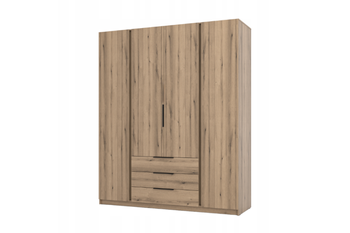 Szafa ARKA 4-drzwiowa 3 szuflady dąb evoke 200 cm półki drążek