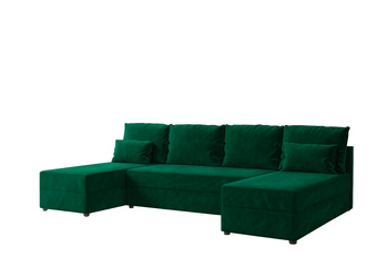 Narożnik DOMINO U FIT GŁADKI z funkcją spania, rogówka do salonu zielony