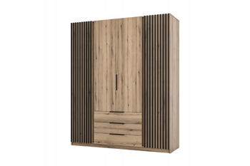 Szafa ARKA 4-drzwiowa lamele 3 szuflady dąb evoke 200 cm