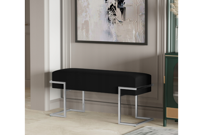 Ławka do przedpokoju tapicerowana 100 cm srebrny stelaż WYBÓR KOLORU