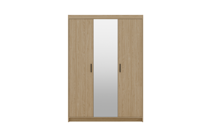Szafa LIVIO 3-drzwiowa z półkami lustro dąb olejowany garderoba