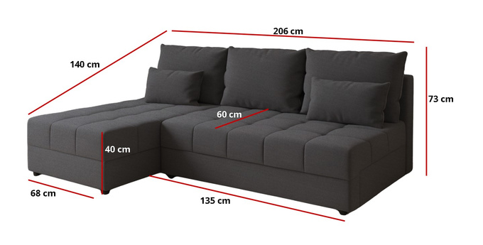 Narożnik DOMINO L FIT rozkładany do salonu funkcja spania rogówka bez boków