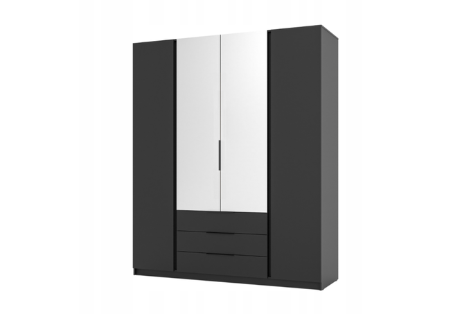 Szafa ARKA 200 cm czarna drzwi uchylne lustro loft nowoczesna