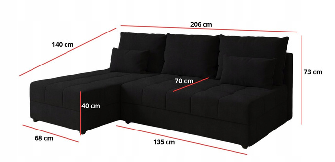 Narożnik DOMINO L FIT rozkładany do salonu funkcja spania rogówka bez boków