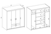 Szafa LIVIO 4-drzwiowa z półkami szuflady lustro beż piaskowy garderoba