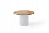 Stolik kawowy Lunar okrągły 67 cm dąb wotan blat biała ryflowana podstawa