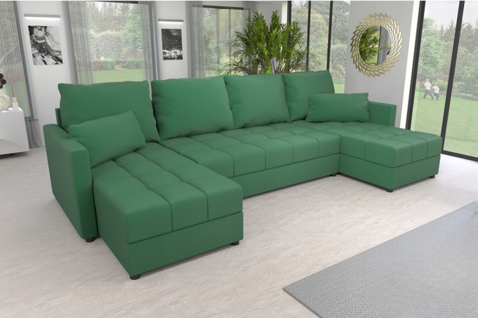 Narożnik DOMINO U do salonu rozkładany z funkcją spania pojemnik rogówka