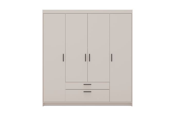 Szafa LIVIO 4-drzwiowa z półkami beż piaskowy szuflady garderoba