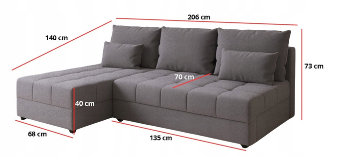 Narożnik DOMINO L FIT rozkładany do salonu funkcja spania rogówka bez boków