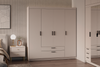 Szafa LIVIO 4-drzwiowa z półkami beż piaskowy szuflady garderoba