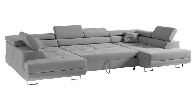 Narożnik LARGO U,funkcja spania,pojemniki,WIELE KOLORÓW,regulowane zagłówki