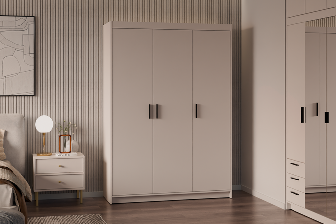 Szafa LIVIO 3-drzwiowa z półkami beż piaskowy garderoba