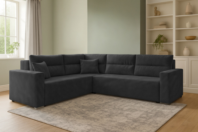 Narożnik LUNO do salonu rozkładany rogówka funkcja spania pojemnik