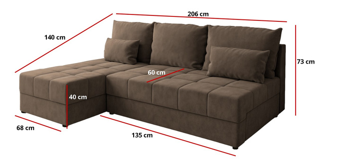 Narożnik DOMINO L FIT rozkładany do salonu funkcja spania rogówka bez boków