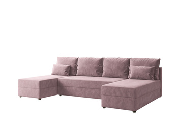 Narożnik DOMINO U FIT GŁADKI z funkcją spania, rogówka do salonu różowy