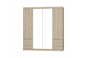 Szafa LIVIO 4 drzwiowa dąb sonoma z lustrem i szufladami garderoba