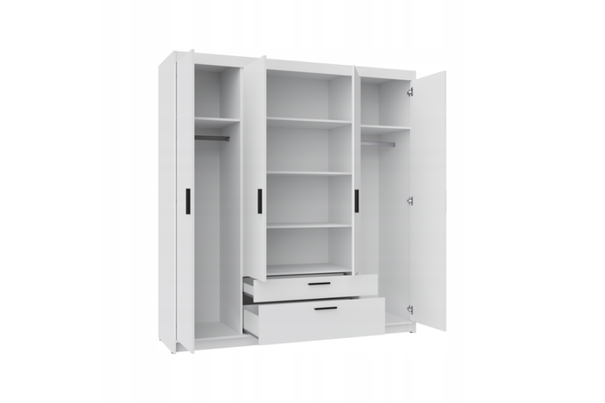 Szafa LIVIO 4 drzwiowa z 2 szufladami biała garderoba