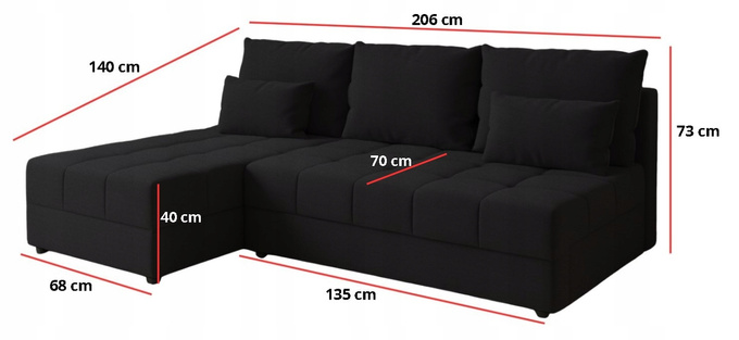 Narożnik DOMINO L FIT rozkładany do salonu funkcja spania rogówka bez boków