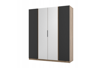 Szafa ARKA 4-drzwiowa 2 lustra dąb evoke 200 cm półki drążek