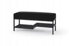 Ławka do przedpokoju 100 cm tapicerowana z półką na buty czarny stalowy stelaż