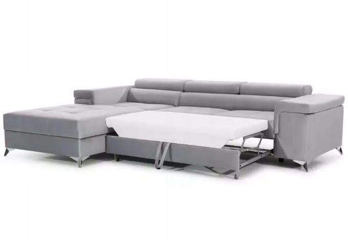 Narożnik VERDE z funkcją spania, regulowane zagłówki, pojemnik na pościel!