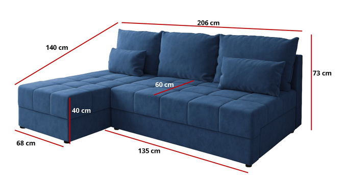 Narożnik DOMINO L FIT rozkładany do salonu funkcja spania rogówka bez boków