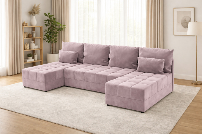 Narożnik DOMINO U FIT rogówka do salonu rozkładany funkcja spania bez boków