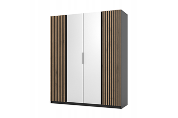 Szafa ARKA 200 cm czarna z lamelami i lustrem drzwi uchylne loft nowoczesna