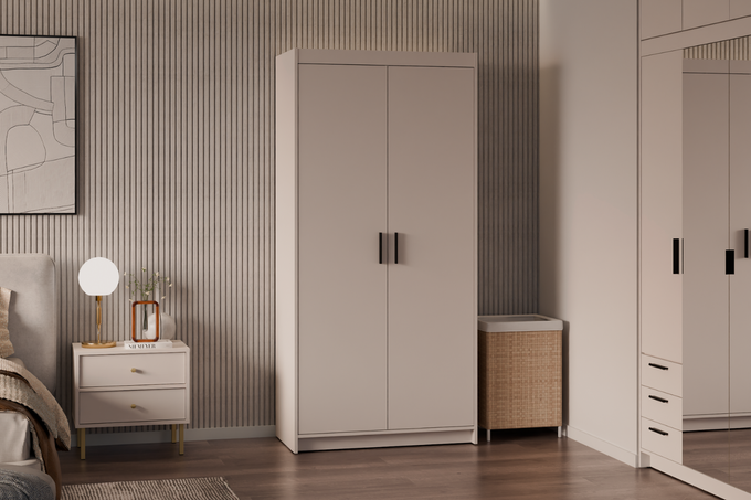 Szafa LIVIO 2-drzwiowa z półkami beż piaskowy garderoba