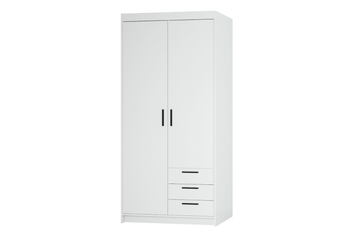 Szafa LIVIO 2-drzwiowa 3 szuflady z półkami biała garderoba