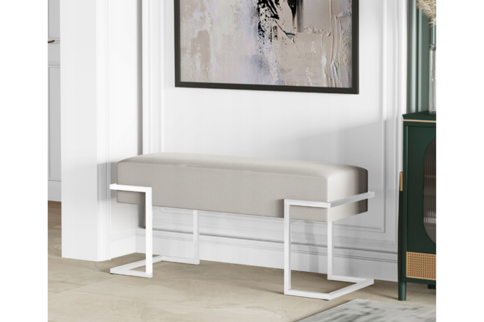 Ławka do przedpokoju tapicerowana 80 cm biały stelaż WYBÓR KOLORU