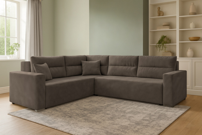 Narożnik LUNO do salonu rozkładany rogówka funkcja spania pojemnik