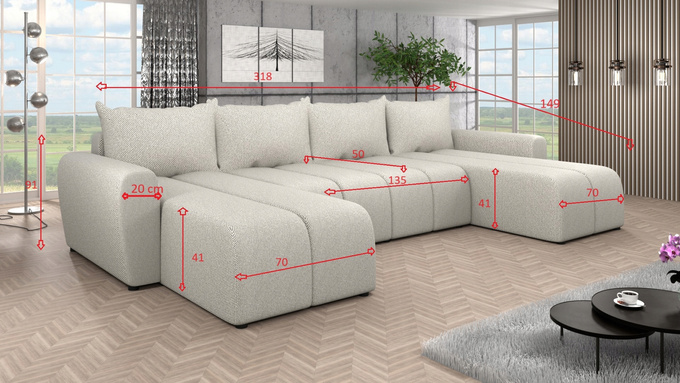 Narożnik rogówka FABIO beżowy - z funkcją spania, KUPUJESZ U PRODUCENTA!