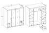 Szafa LIVIO 4 drzwiowa dąb lefkas z lustrem i szufladami garderoba