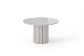 Stolik kawowy Lunar okrągły 67 cm kaszmirowy blat ryflowana podstawa