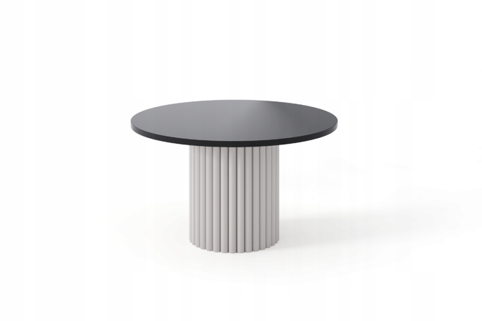 Stolik kawowy Lunar okrągły 67 cm czarny blat kaszmirowa ryflowana podstawa