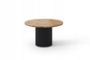 Stolik kawowy Lunar okrągły 67 cm dąb wotan blat czarna ryflowana podstawa