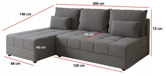 Narożnik DOMINO L FIT rozkładany do salonu funkcja spania rogówka bez boków