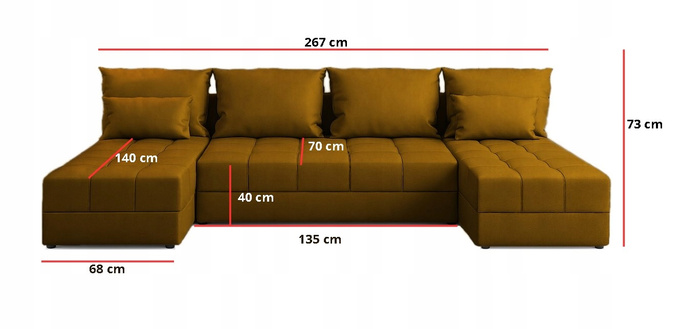 Narożnik DOMINO U FIT rogówka do salonu rozkładany funkcja spania bez boków