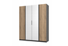 Szafa ARKA 4-drzwiowa 2 lustra dąb evoke 200 cm półki drążek