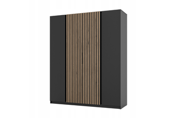 Szafa ARKA 200 cm czarna z lamelami drzwi uchylne loft nowoczesna