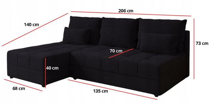 Narożnik DOMINO L FIT rozkładany do salonu funkcja spania rogówka bez boków