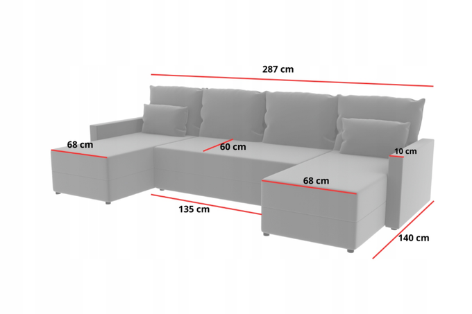 Narożnik DOMINO U GŁADKI z funkcją spania rogówka do salonu rozkładany