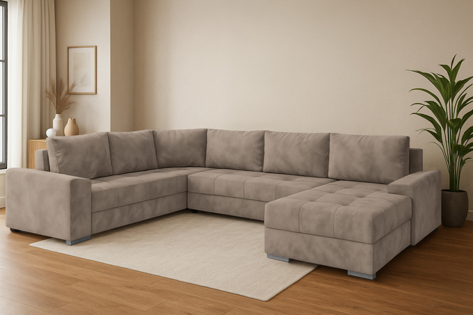 Narożnik HUGO z funkcją spania rozkładany rogówka duży welur