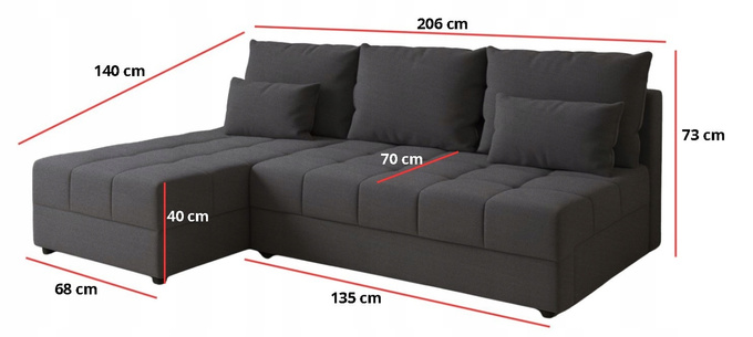 Narożnik DOMINO L FIT rozkładany do salonu funkcja spania rogówka bez boków