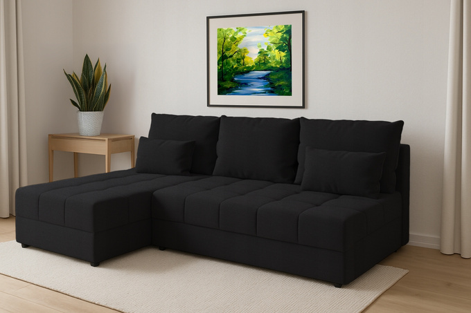 Narożnik DOMINO L FIT rozkładany do salonu funkcja spania rogówka bez boków