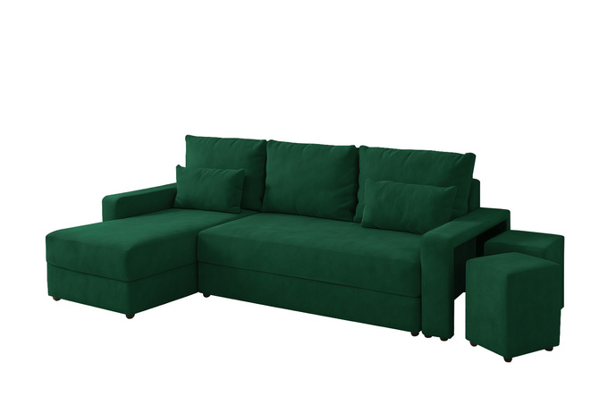 Narożnik SETI L z pufami funkcją spania pojemnik rogówka do salonu